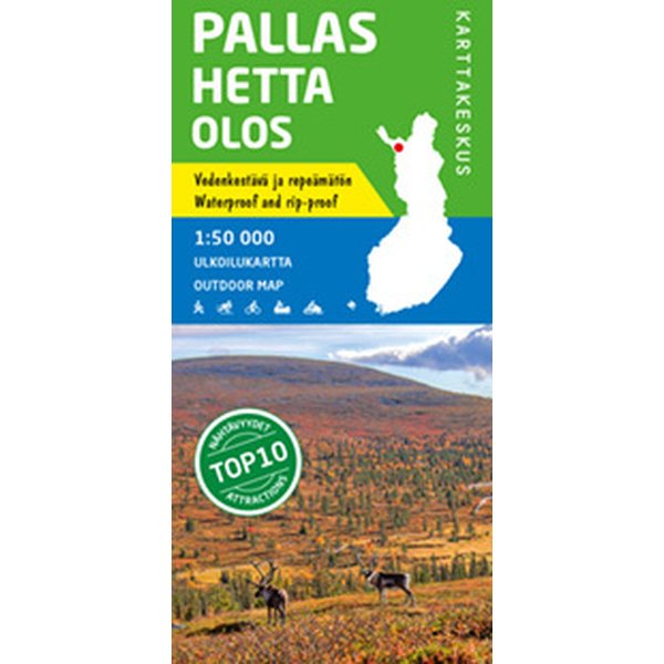 Pallas Hetta Olos 1:50 000, vedenkestävä ulkoilukartta 2017